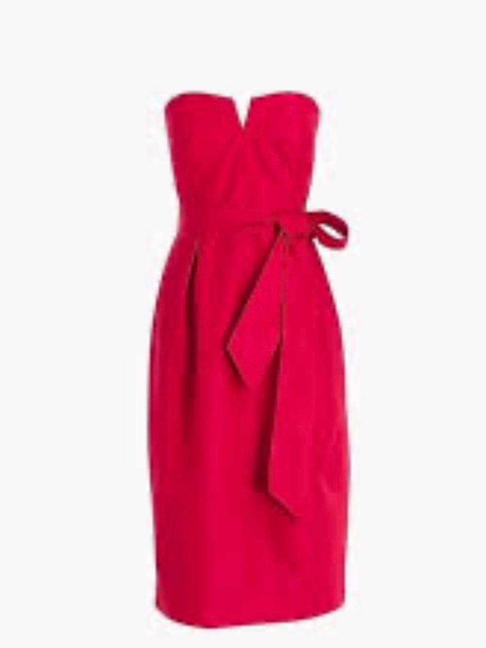 J. Crew Strapless Red Silk & Cotton Tie-Waist Sheath Dress